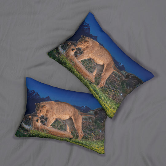 Lumbar Pillow Lioness Mountain Scene