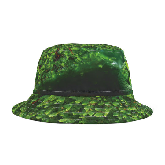 Bucket Hat featuring a Boomslang with lush green leaves