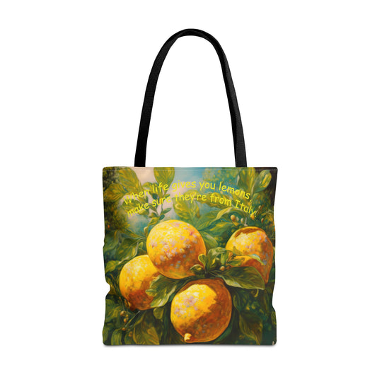 Lemon Quote Tote Bag, Fun Eco-Friendly Carry All, Gift for Friends, Stylish