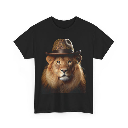 Lion with a Hat Unisex Heavy Cotton Tee