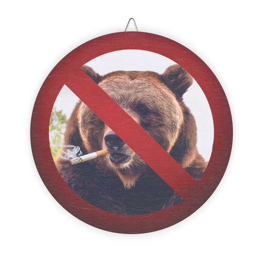 Wood Sign - No Smoking with Bear Design