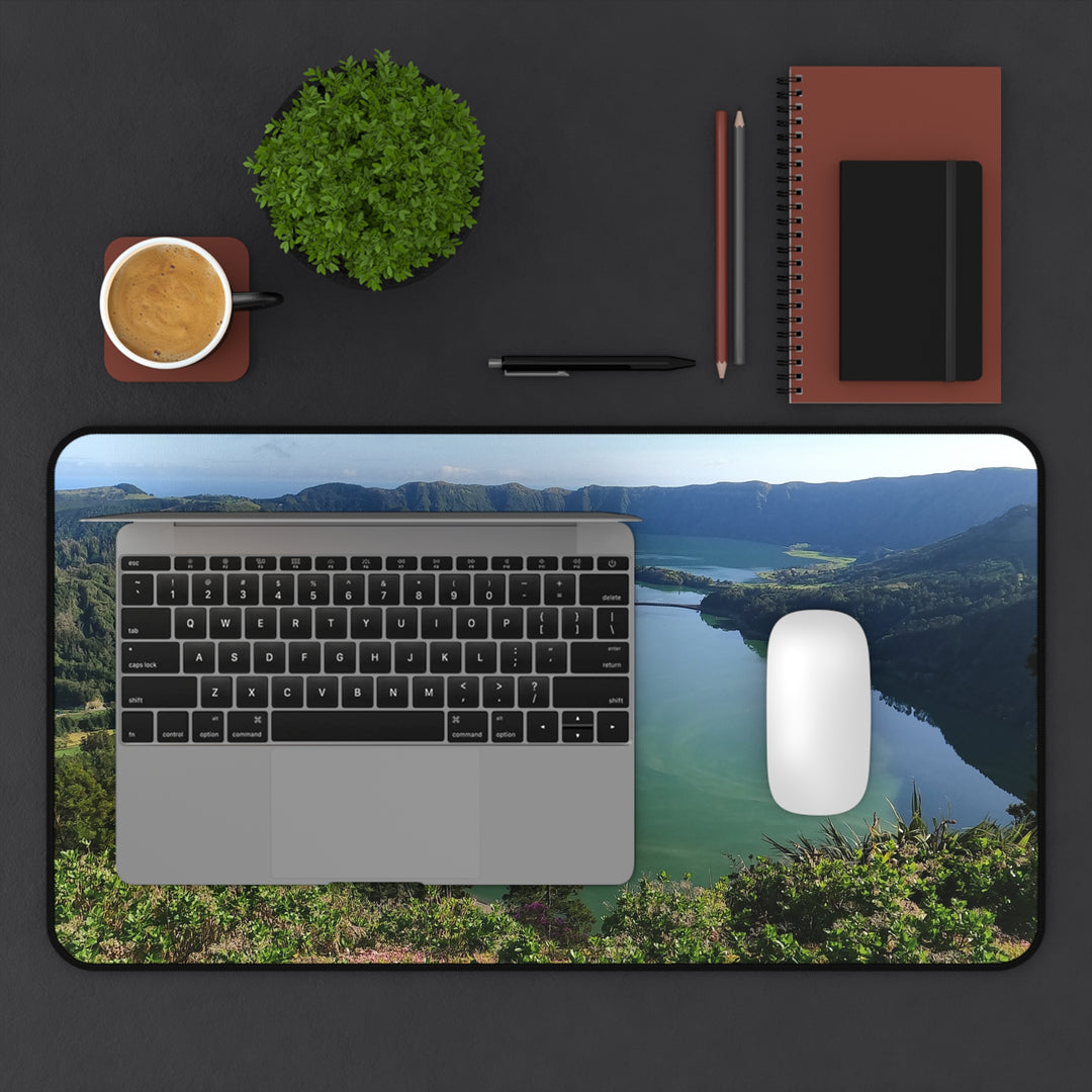 Sete Cidades Caldera Desk Mat – Azores Volcanic Lake Panorama