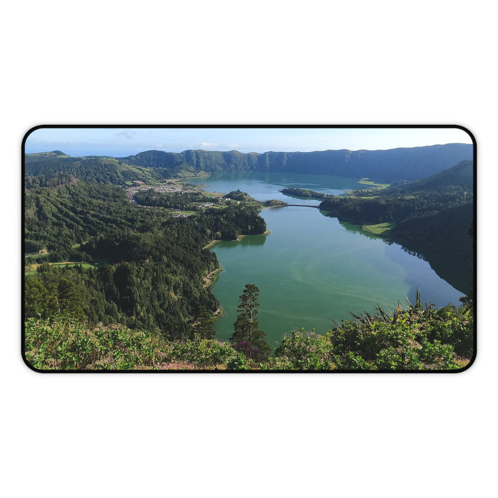 Sete Cidades Caldera Desk Mat – Azores Volcanic Lake Panorama