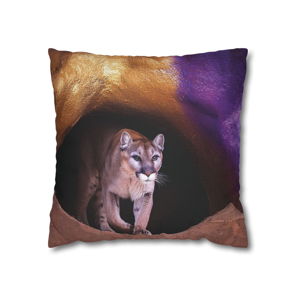 Pillowcase: Mountain Lion in Purple and Gold Cave Design