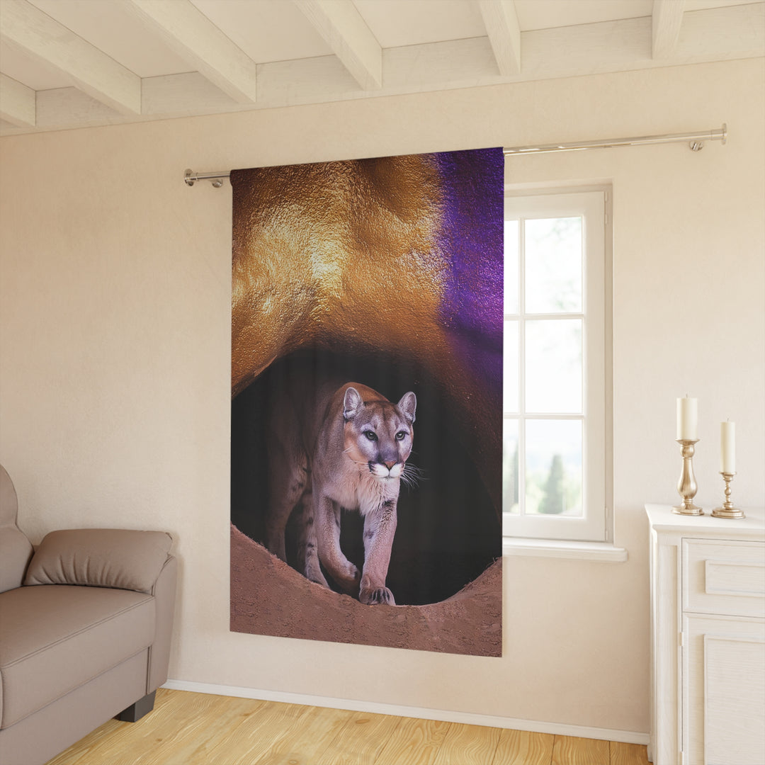 Curtains Mountain Lion Purple Gold Cave Design