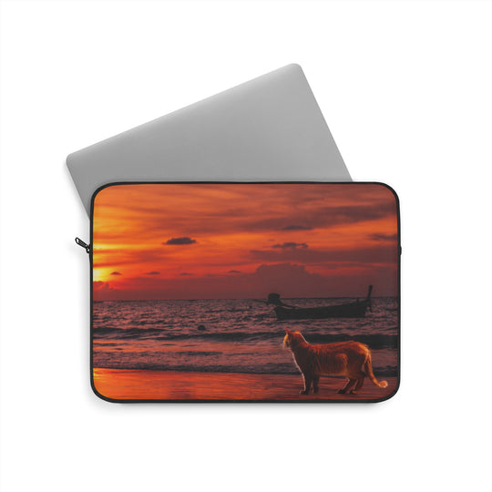 Laptop Sleeve - Orange Cat Sunset Design