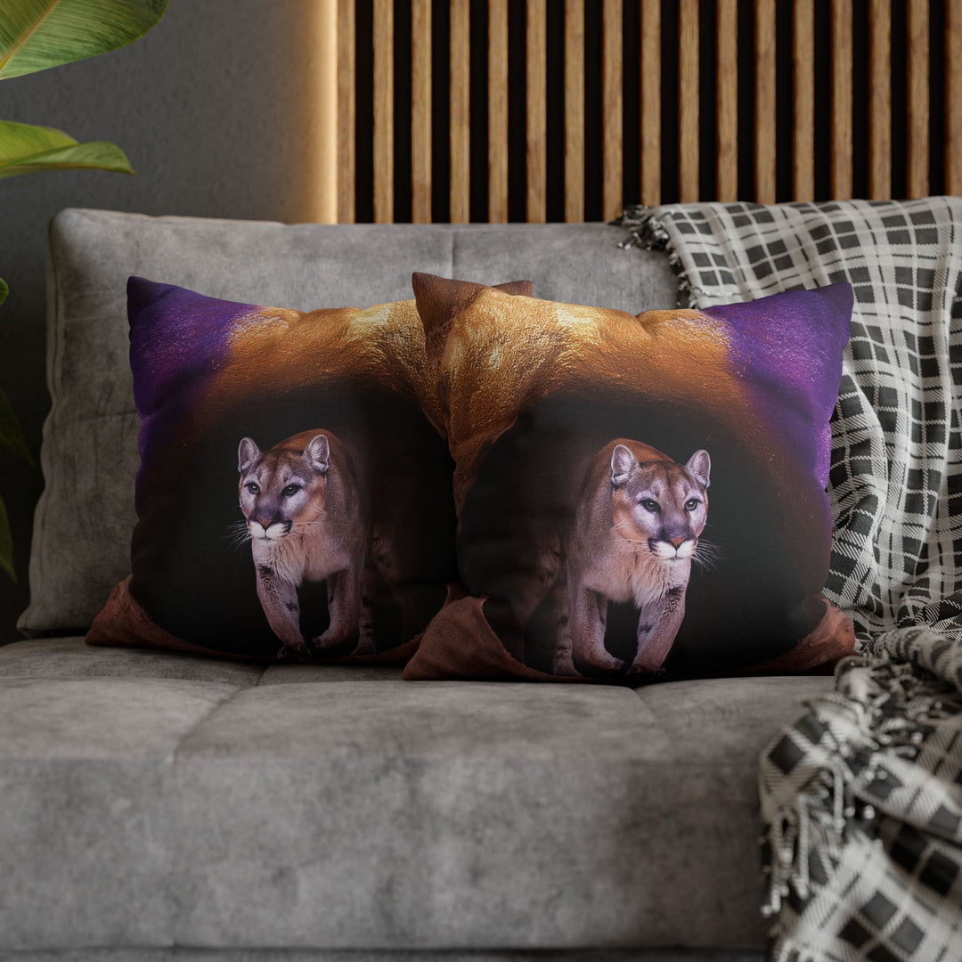 Pillowcase: Mountain Lion in Purple and Gold Cave Design