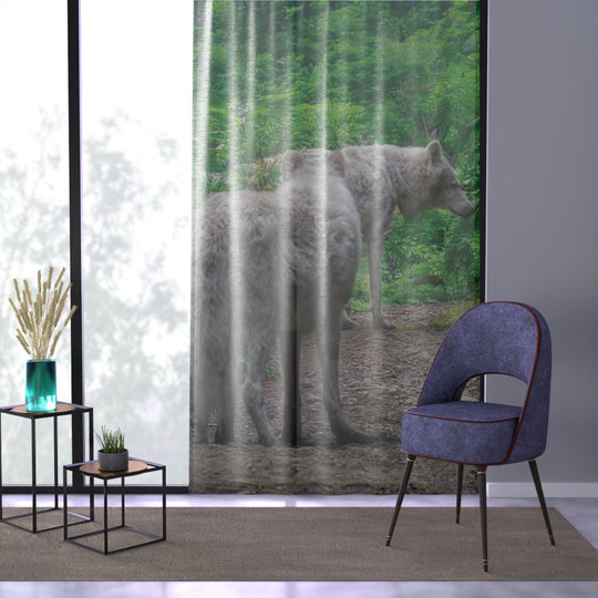 Timber Wolves Sheer Window Curtain