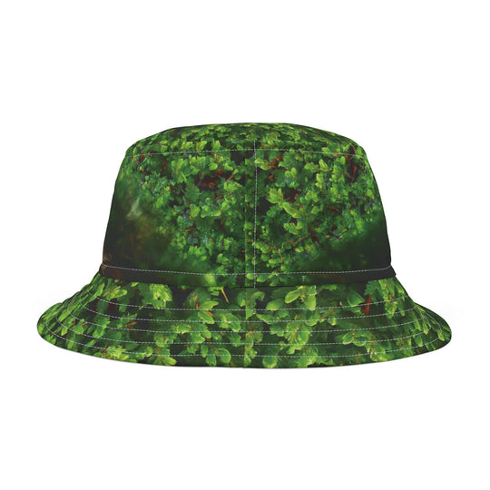 Bucket Hat featuring a Boomslang with lush green leaves