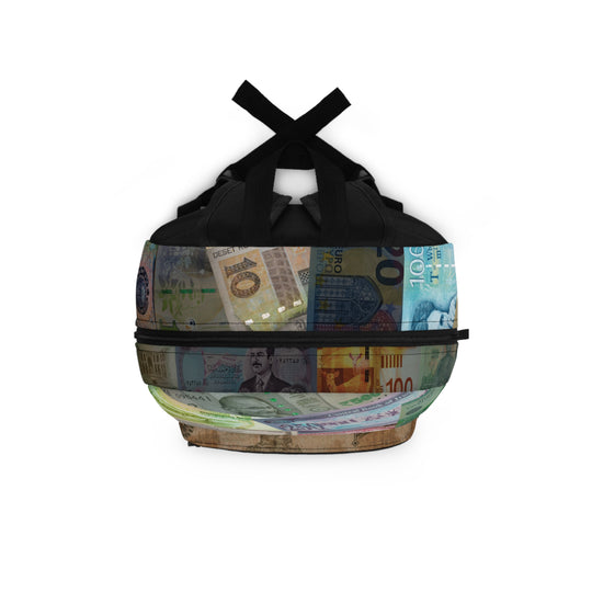 Backpack with World Currencies Design