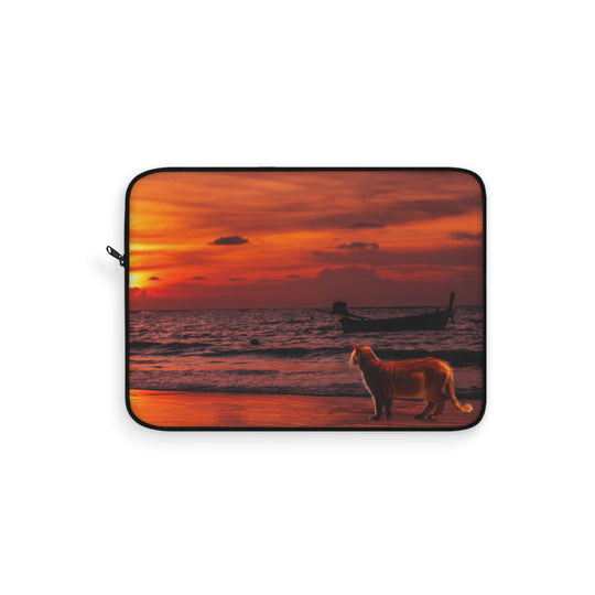 Laptop Sleeve - Orange Cat Sunset Design