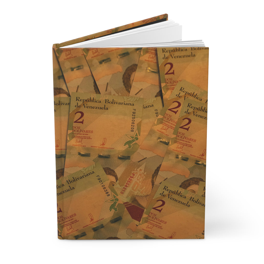 Hardcover Journal Venezuelan BolivarBanknotes–Worthless Money Priceless Thoughts