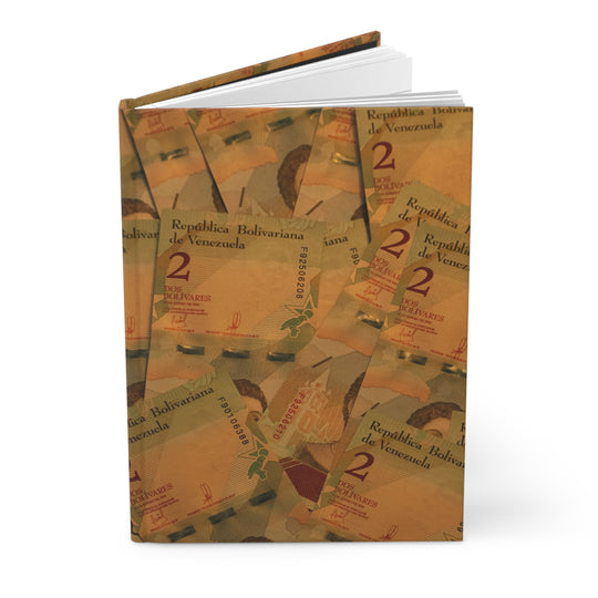 Hardcover Journal Venezuelan BolivarBanknotes–Worthless Money Priceless Thoughts