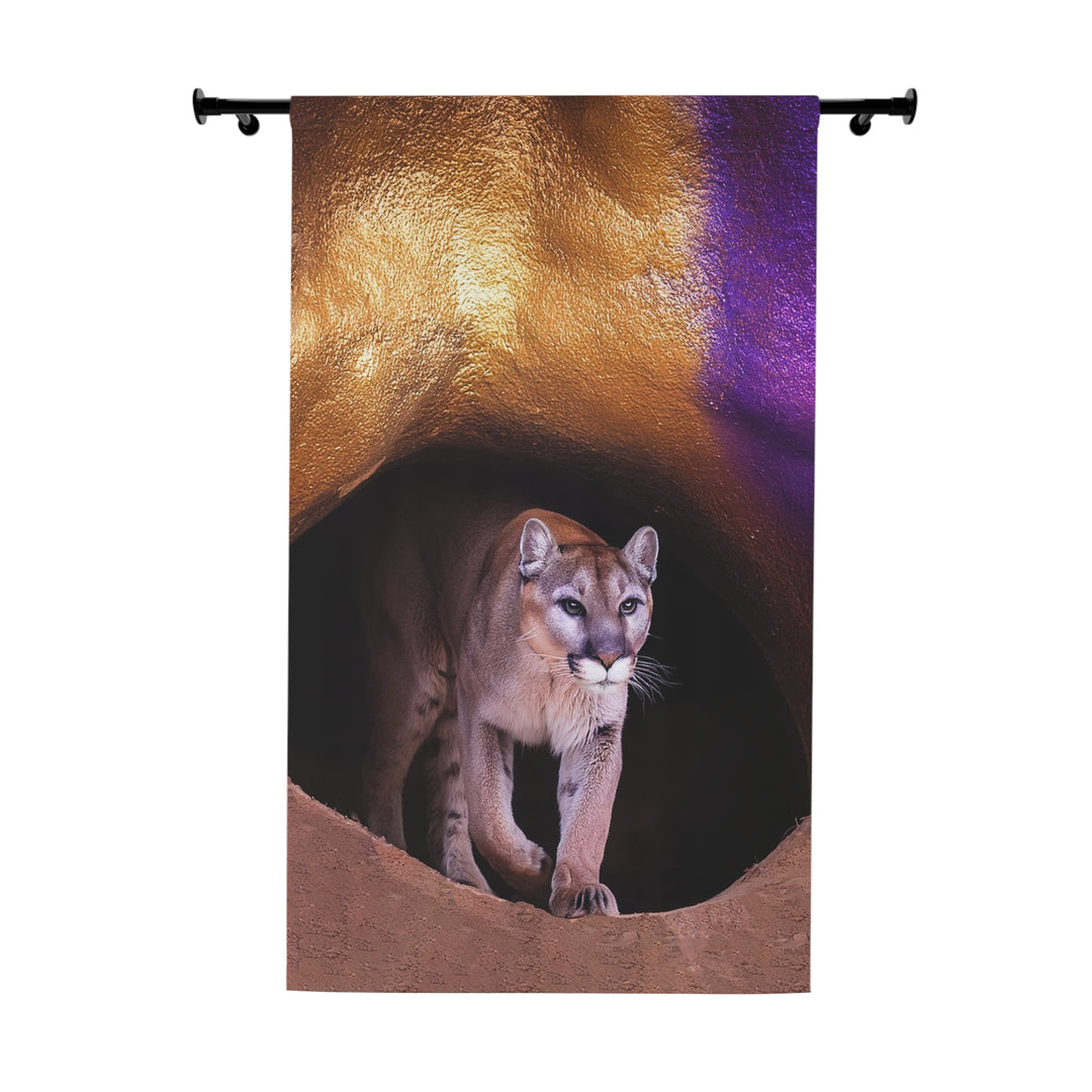 Curtains Mountain Lion Purple Gold Cave Design