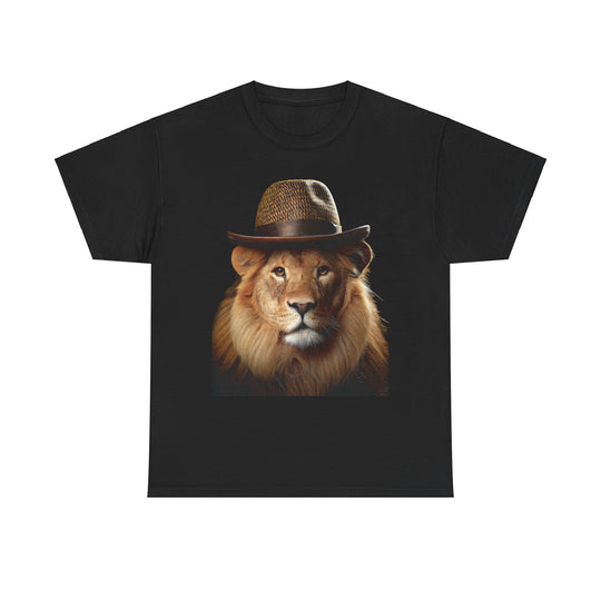 Lion with a Hat Unisex Heavy Cotton Tee