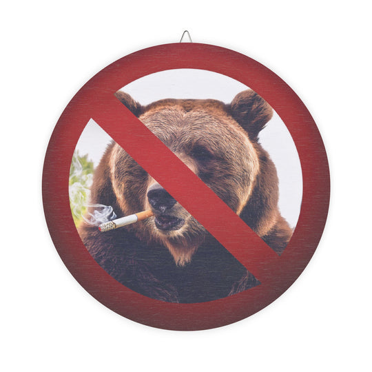 Wood Sign - No Smoking with Bear Design