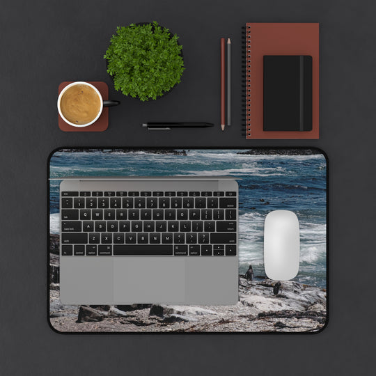 Penguin Ocean Scene Gaming Mat – Wildlife Desk Pad – Blue Sea Workspace Decor