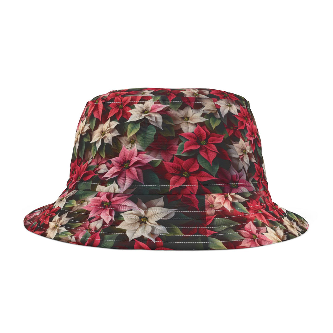 Bucket Hat Poinsettias Christmas Holiday Festive Floral Design