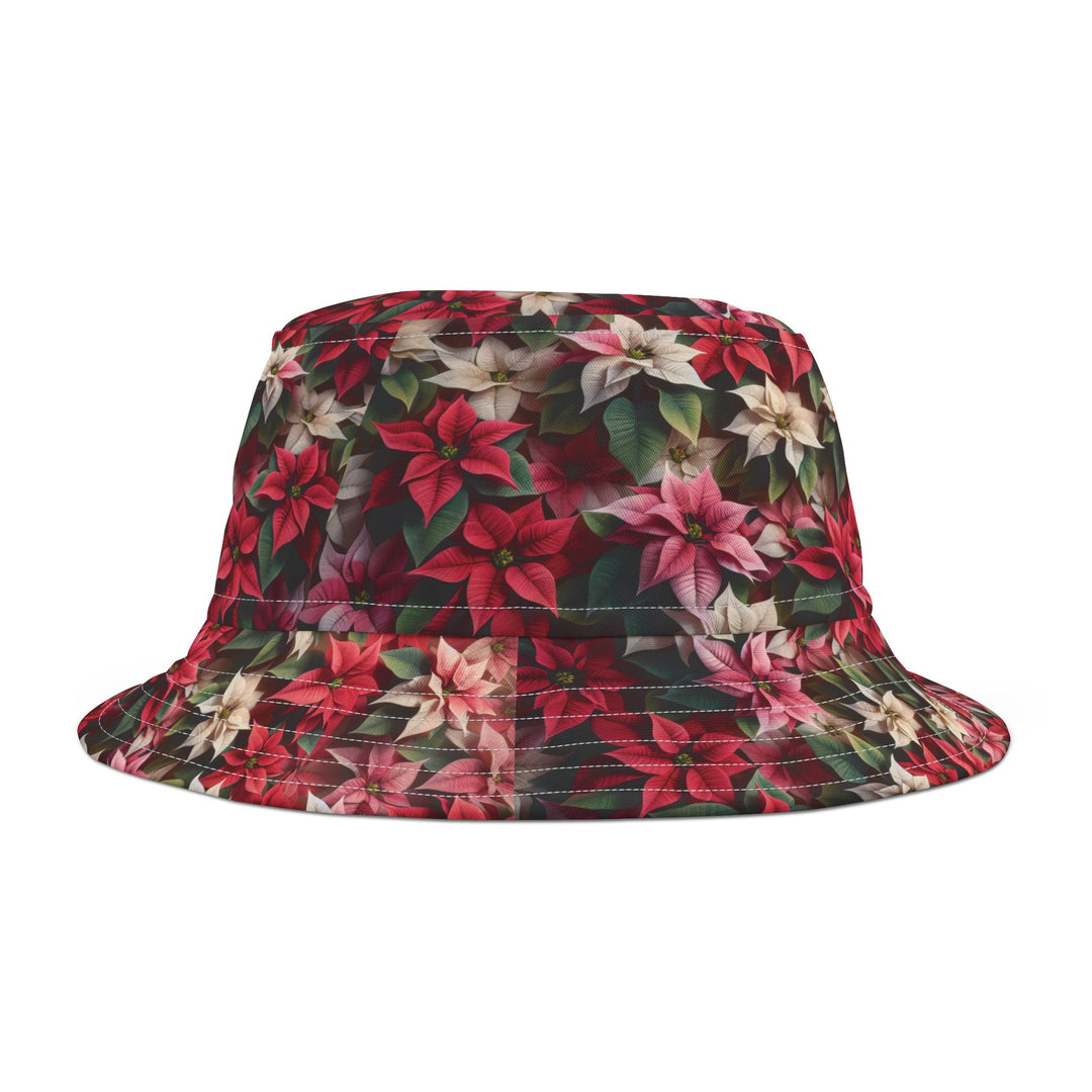 Bucket Hat Poinsettias Christmas Holiday Festive Floral Design