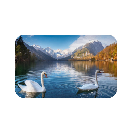 Bath Mat- Swans in a Mountain Lake