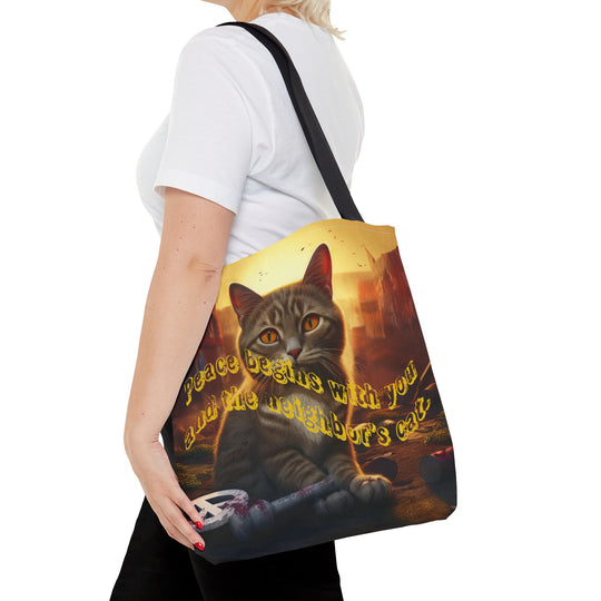 Tote Bag - Peace Begins With You and the Neighbor's Cat Design