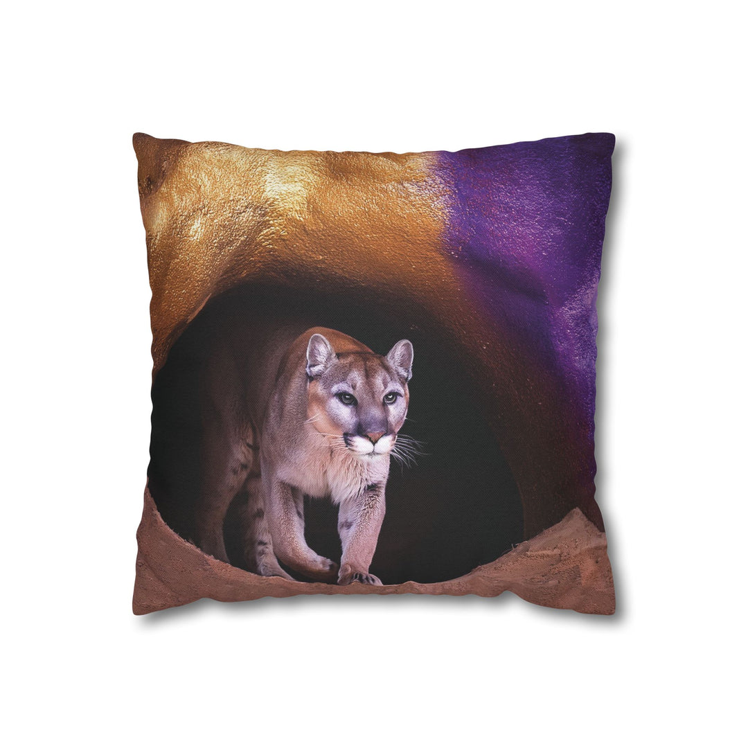 Pillowcase: Mountain Lion in Purple and Gold Cave Design