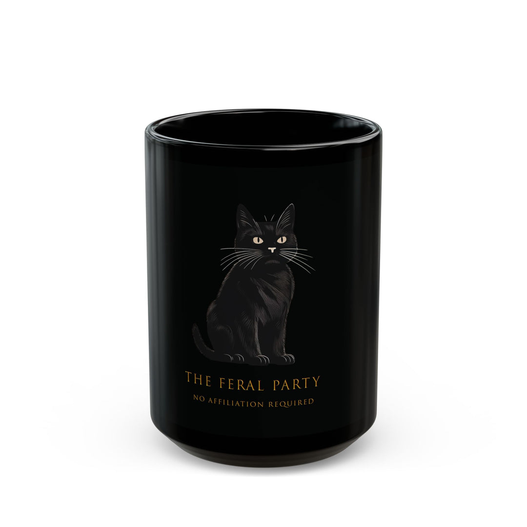 The Feral Party Black Cat Mug – No Affiliation Required – 11oz / 15oz