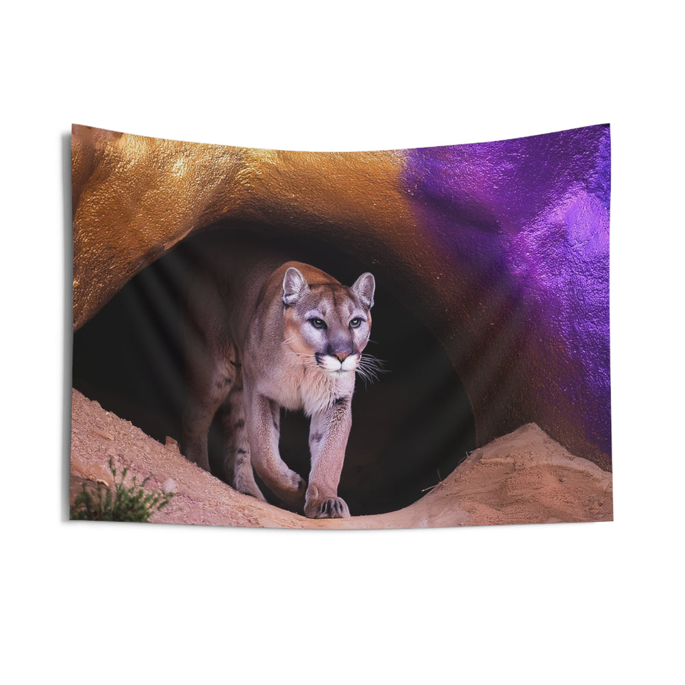 Tapestry Mountain Lion Cave Purple Gold