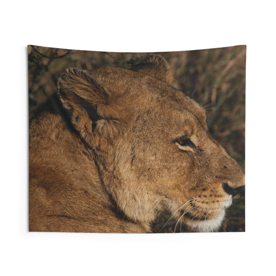 Lioness head Indoor Wall Tapestries