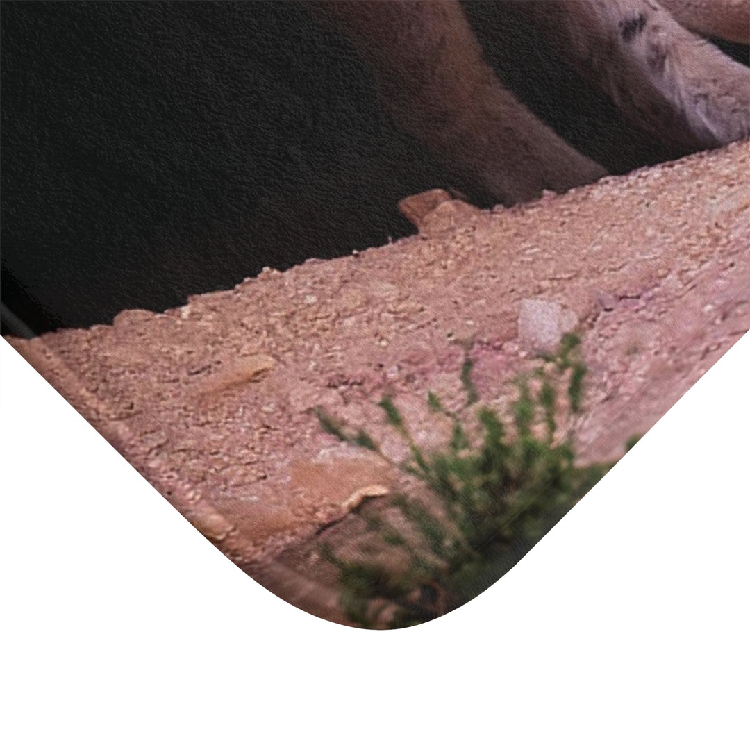 Bath Mat - Mountain Lion in Purple and Gold Cave Design