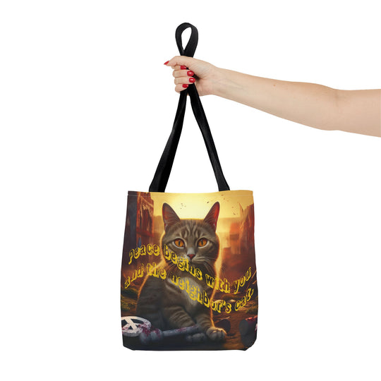 Tote Bag - Peace Begins With You and the Neighbor's Cat Design