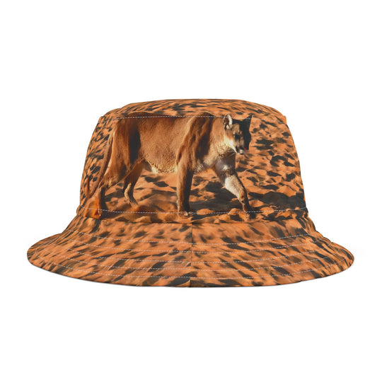 Bucket Hat - Mountain Lion Walking in the Sand Wildlife Safari Cap