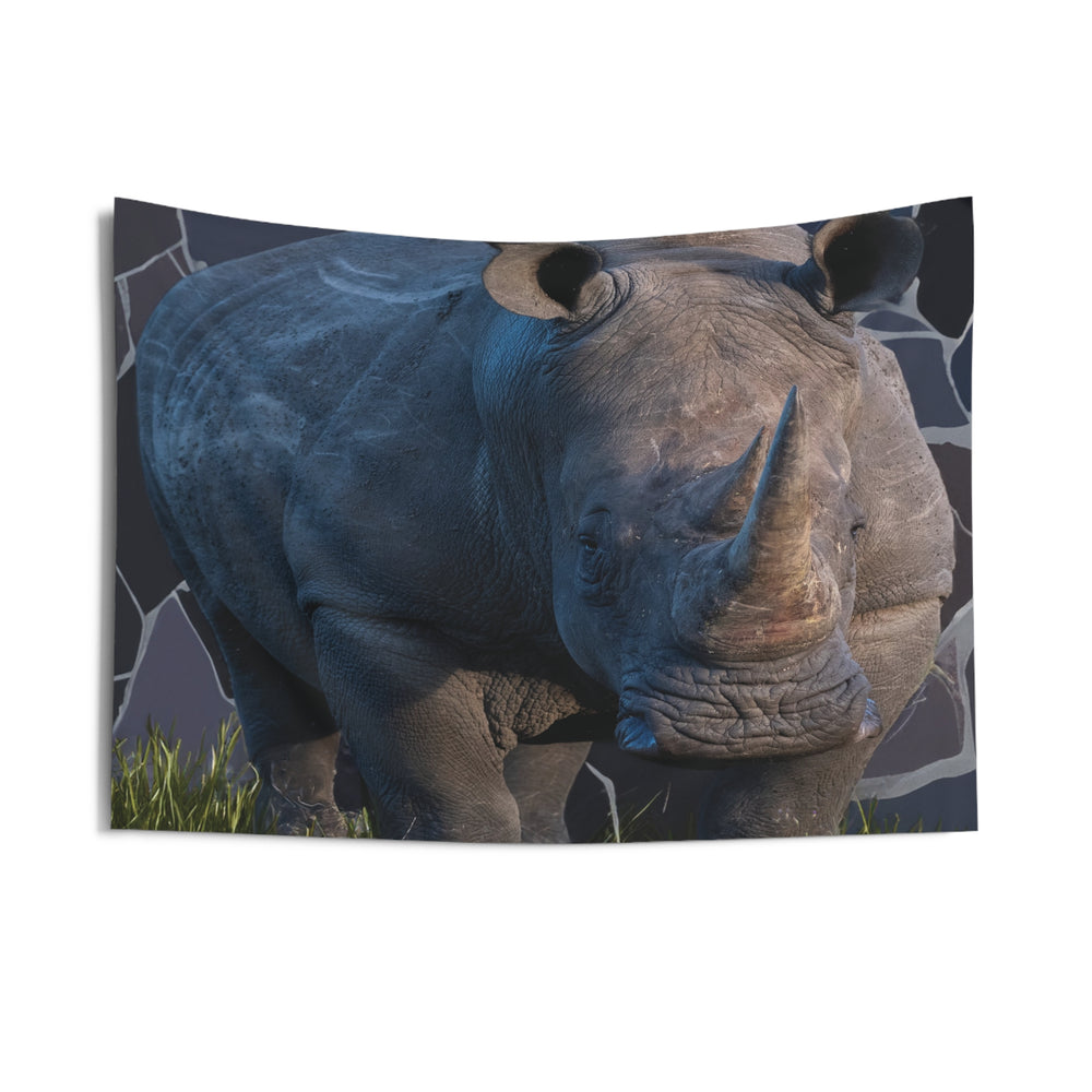 Rhino Indoor Wall Tapestries - Marbled Background Tapestry, Wildlife Decor,