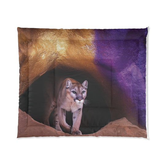 Comforter - Mountain Lion Purple Gold Cave Theme