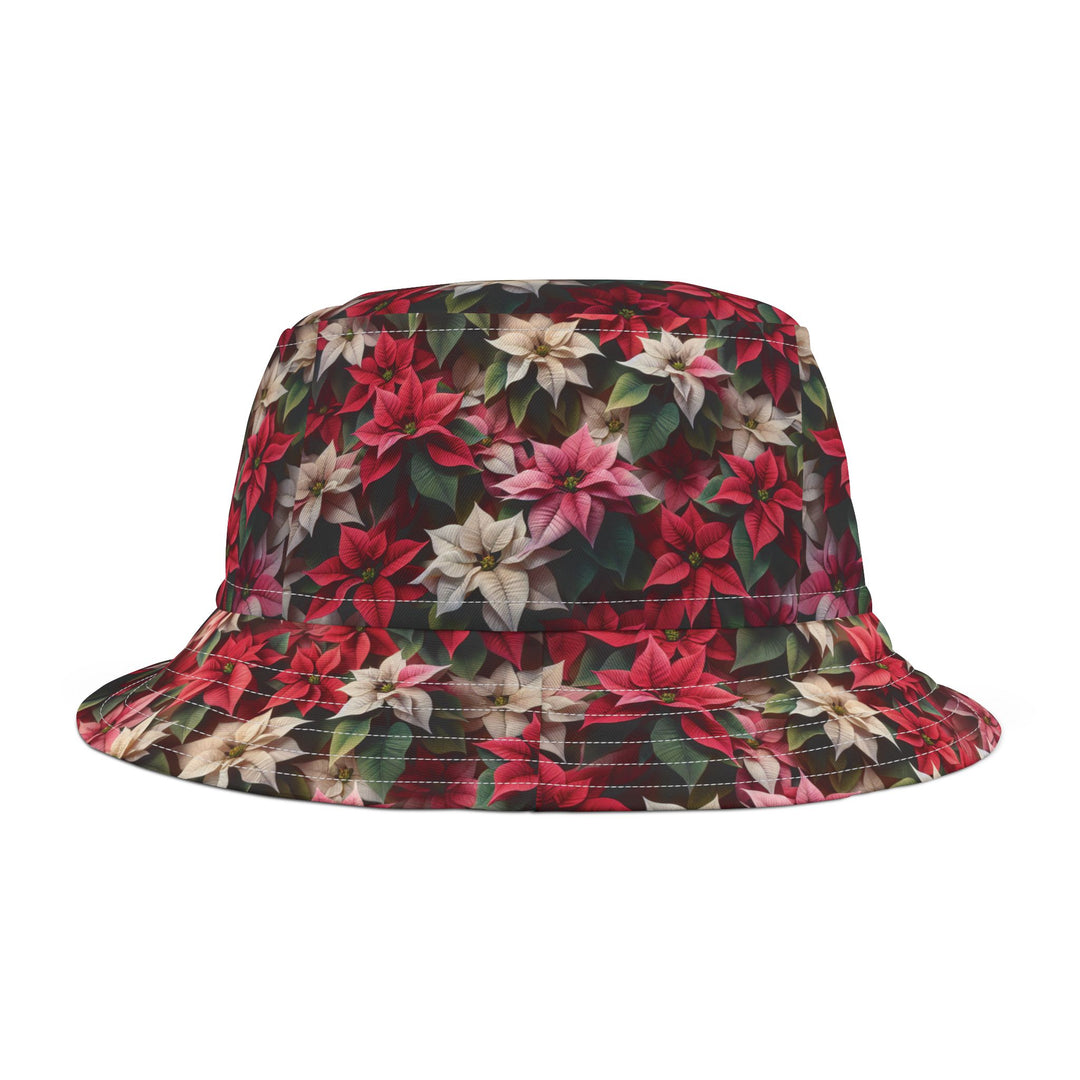 Bucket Hat Poinsettias Christmas Holiday Festive Floral Design