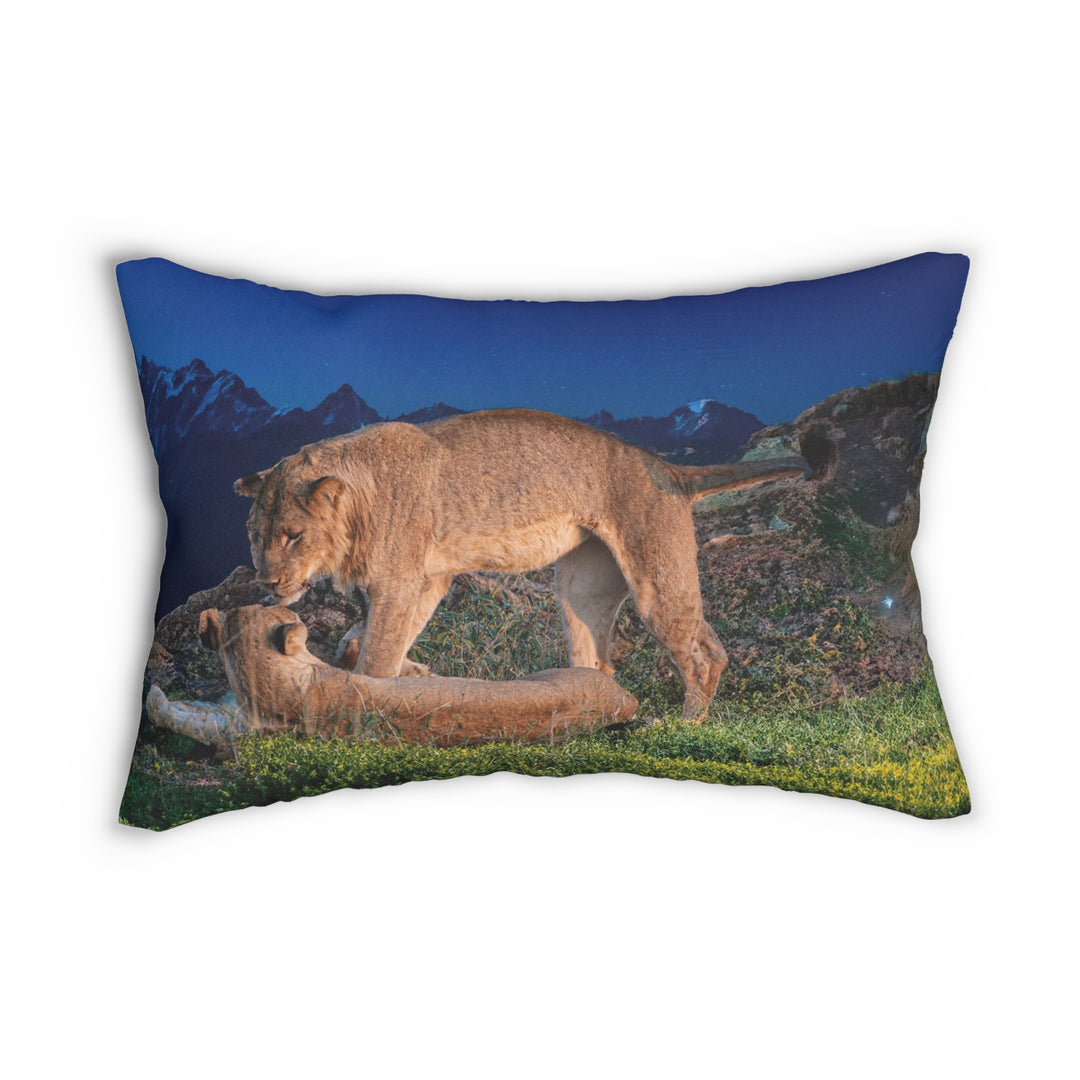 Lumbar Pillow Lioness Mountain Scene