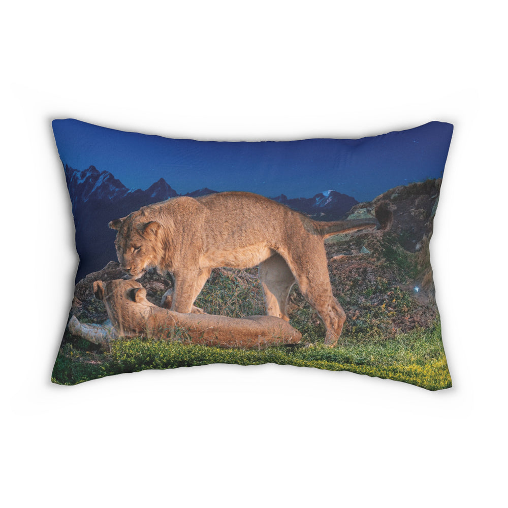 Lumbar Pillow Lioness Mountain Scene