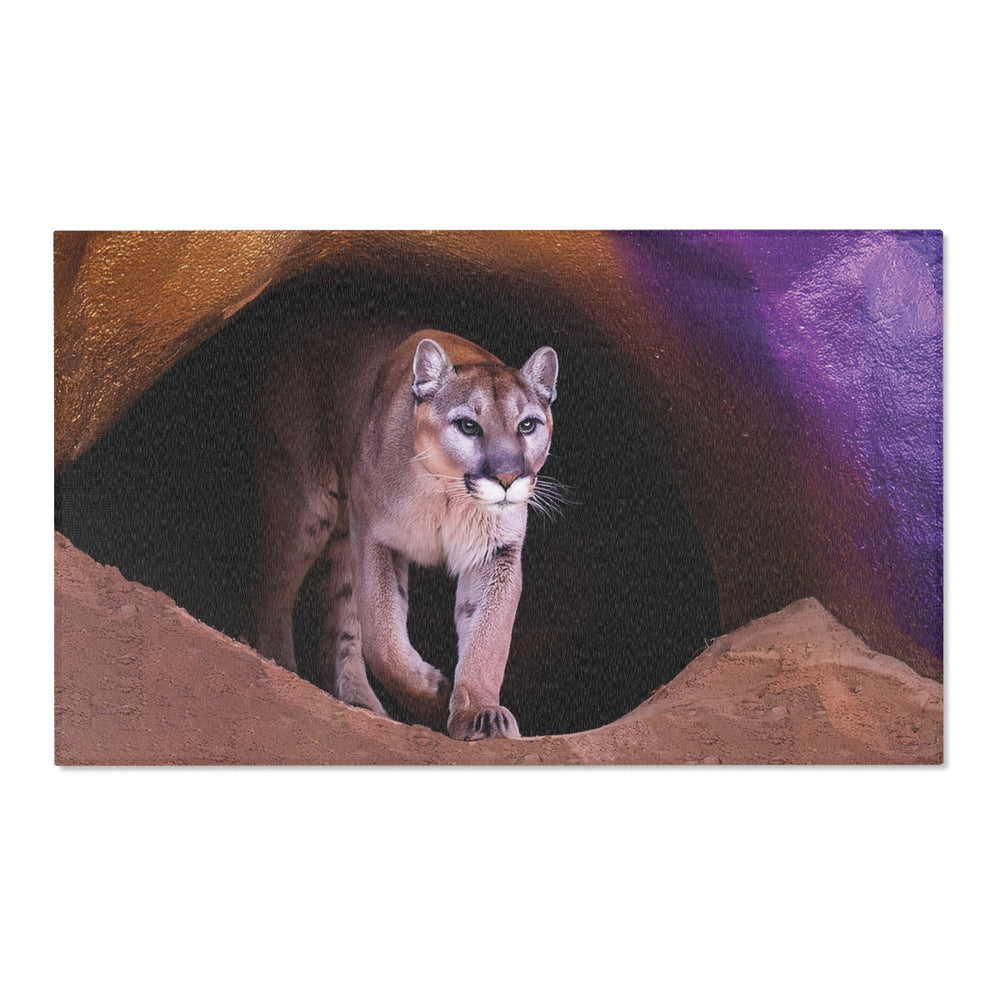 Area Rug - Mountain Lion in Purple and Gold Cave Design