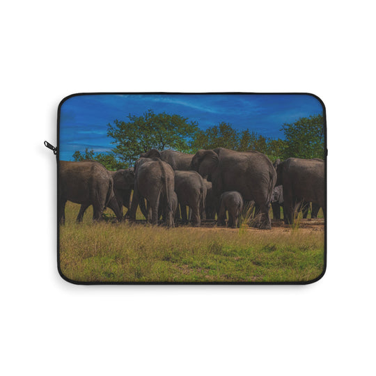 Elephant Laptop Sleeve, African Safari Tech Case, Wildlife Computer Cover