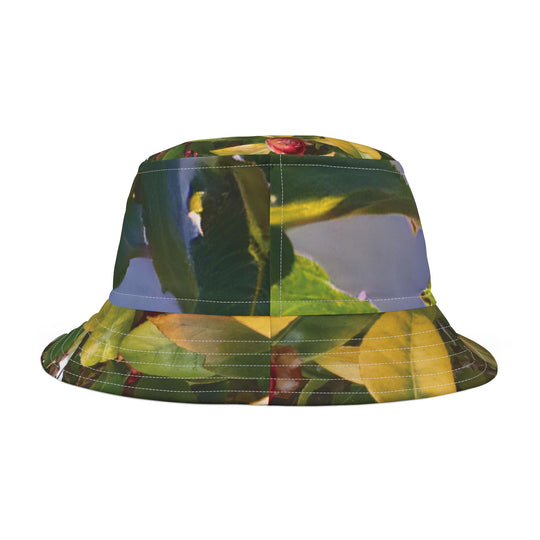 Bucket Hat (AOP)- Chameleon on leaves