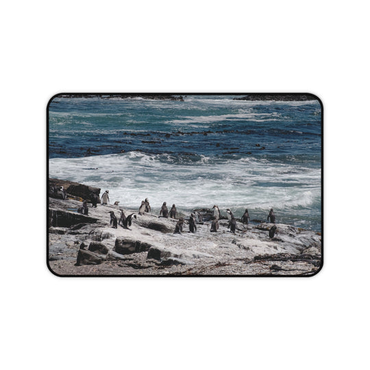 Penguin Ocean Scene Gaming Mat – Wildlife Desk Pad – Blue Sea Workspace Decor