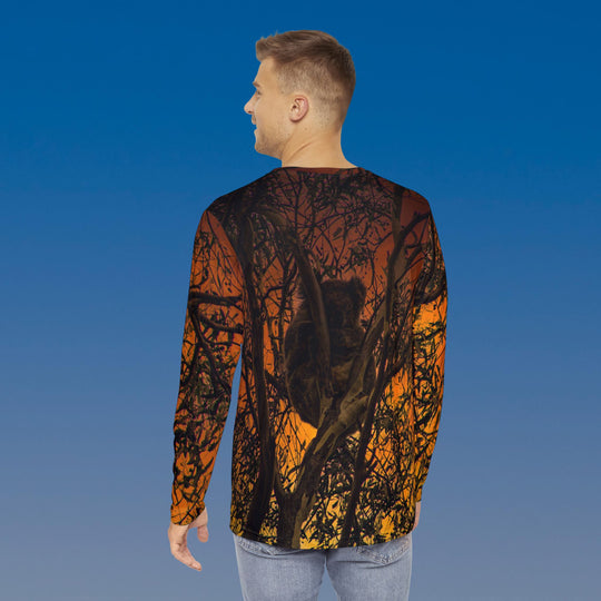 Men's Long Sleeve Shirt (AOP)- Koala Bear at sunset