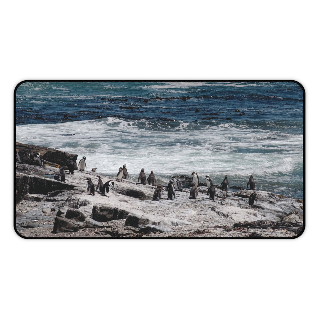 Penguin Ocean Scene Gaming Mat – Wildlife Desk Pad – Blue Sea Workspace Decor