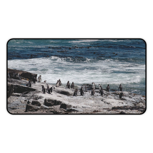 Penguin Ocean Scene Gaming Mat – Wildlife Desk Pad – Blue Sea Workspace Decor