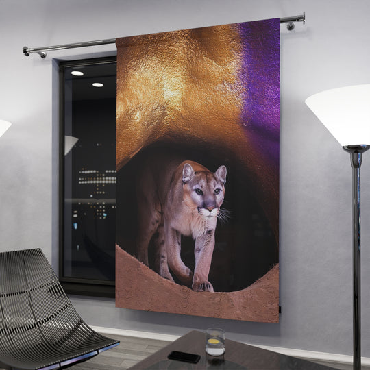 Curtains Mountain Lion Purple Gold Cave Design