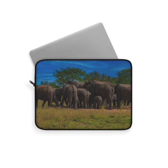 Elephant Laptop Sleeve, African Safari Tech Case, Wildlife Computer Cover