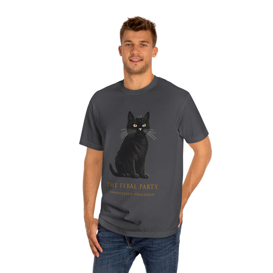 Unbothered Unaligned T-Shirt | The Feral Party Black Cat Graphic Tee