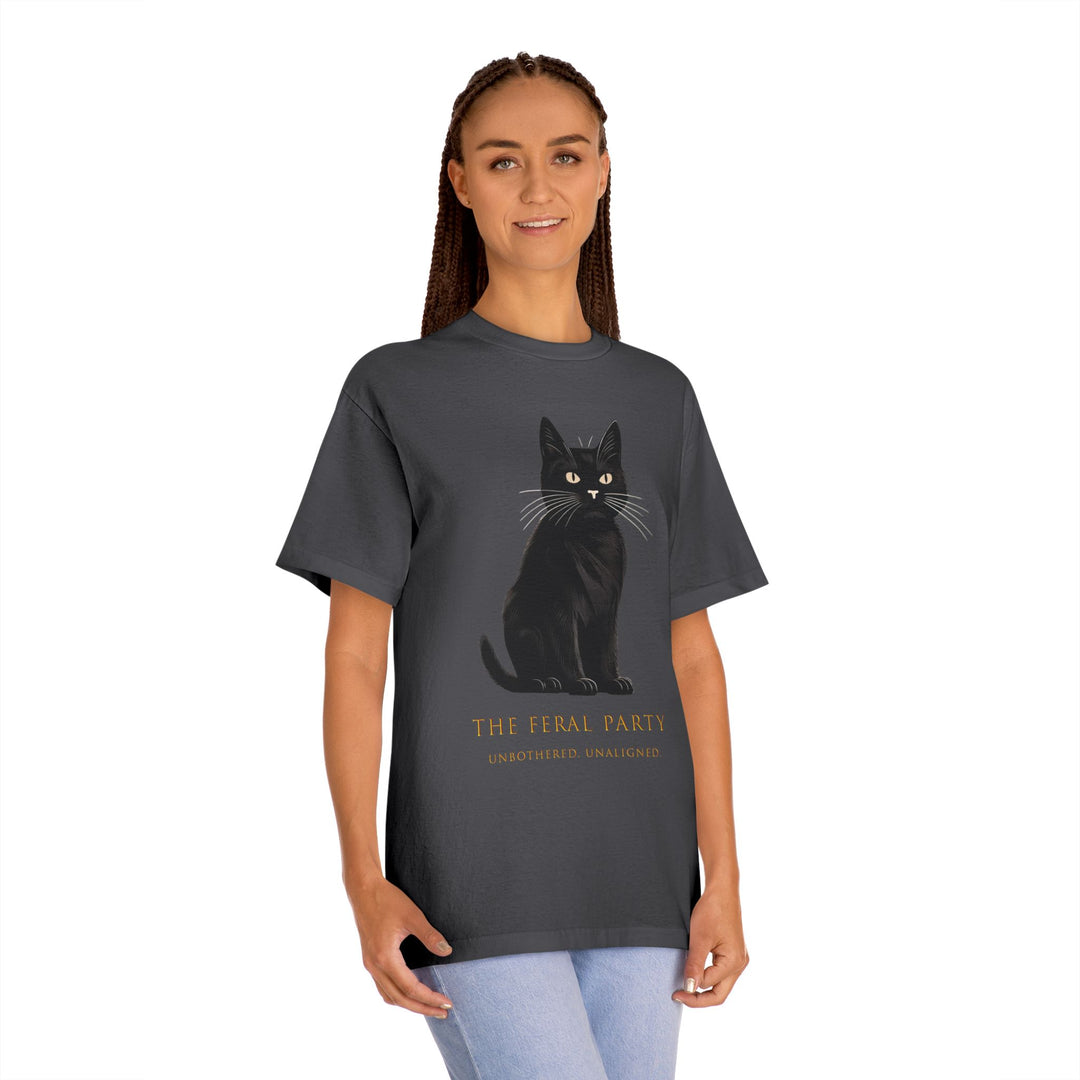 Unbothered Unaligned T-Shirt | The Feral Party Black Cat Graphic Tee