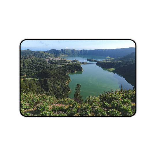 Sete Cidades Caldera Desk Mat – Azores Volcanic Lake Panorama