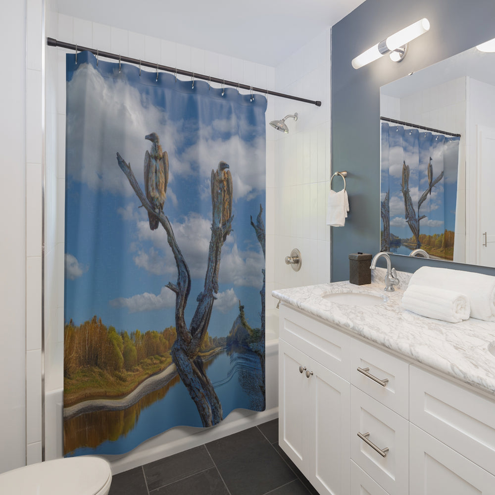 Shower Curtains, African Fishing Eagles Bathroom Decor, Wildlife Bird Curtain,